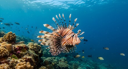 Lionfish on coral reef
