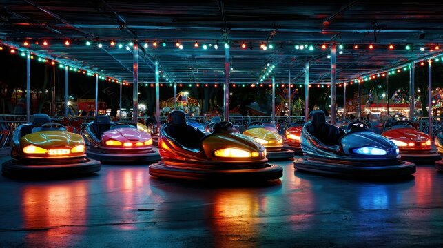 Carnival Bumper Cars. Thrilling Amusement Ride for Summer Fun and Play