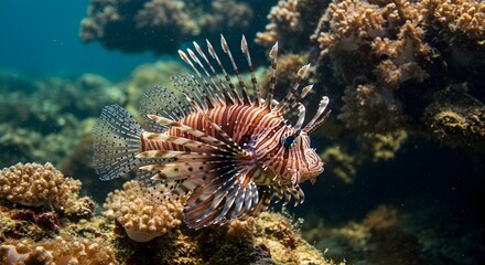 Lionfish on coral reef