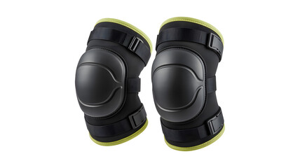 Durable black knee pads with protective caps and adjustable straps for extreme sports protection