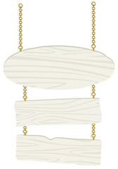 白樺風 木製 吊り下げ看板 ベクター｜三連プレート｜タイトル・メニュー・店舗案内用デザイン素材（編集・増設しやすい）(Birch-Style Wooden Hanging Sign Vector | 3-Panel Plates for Titles, Menus, and Store Guidance | Editable & Extendable)