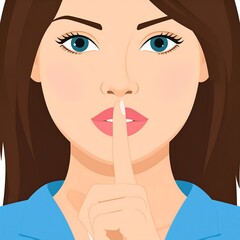 Woman Making a Shushing Gesture with Finger to Lips.