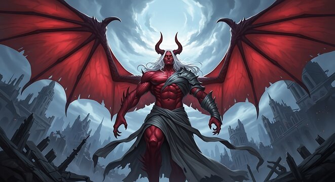 Powerful Demon Lord with Red Wings.