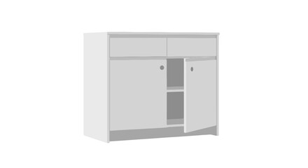 Minimalist White Cabinet with Drawers and Doors, Ideal for Modern Interior Decor and Storage Solutions, Perfect for Kitchen or Bathroom Spaces