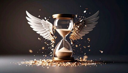 Abstract Winged Hourglass Shattering Time Conceptual Background Image