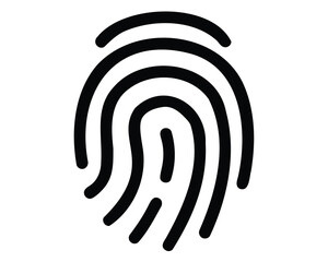 Black Fingerprint Illustration on White Background Depicting Identity and Security