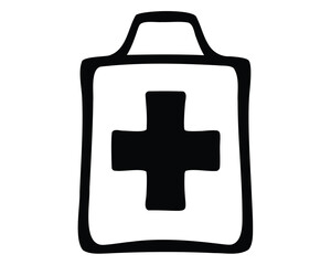 Obraz premium First aid kit with a plus sign, isolated on a white background