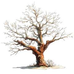 Fototapeta premium Detailed illustration of a large, mature, leafless tree