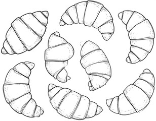 Hand-drawn croissants