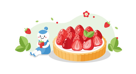 Strawberry Tart Delight: A Whimsical Illustration of Sweetness and Enjoyment