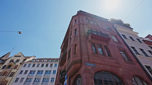 Historic Red Sandstone Building on Stadthausgasse, Basel &ndash; July 25, 2025