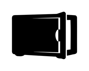 Black silhouette of an open safe box for storing valuables securely
