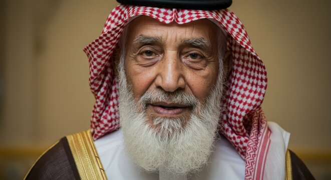 Portrait of an Elderly Saudi Arabian Man - Powered by Adobe