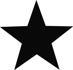 Large solid black five pointed star icon in bold silhouette vector design