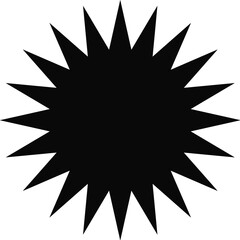 Sharp starburst with bold spiky edges in geometric black silhouette design