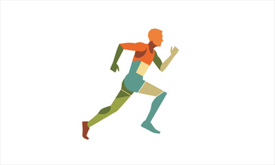Abstract Running Figure with Geometric Patterned Body.