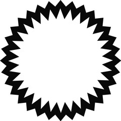Bold jagged circular starburst with irregular edges in black silhouette design