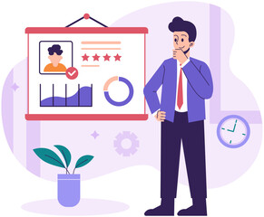 Obraz premium Performance Manager Employee Illustration
