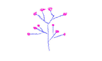 Digital art of a stylized branch with pink flowers, perfect for creative projects and modern botanical-themed designs.
