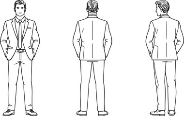 Businessman Back View Illustration – Formal, Suit, Office, Professional, Worker, Manager, Corporate, Fashion, Employee, Workwear, Outfit, Standing, Human, Man, Figure, Graphic, Vector, Person