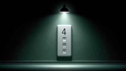 Dark room, single light illuminates numbered wall panel