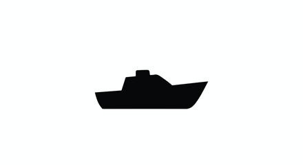 Simple Black Silhouette of a Boat Isolated on White Background for Nautical Themed Designs and Illustrations
