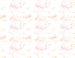 Seamless Floral and Leaves Shapes Fabric Pattern