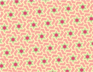 Seamless Retro Star, Floral, and Cross Fabric Pattern