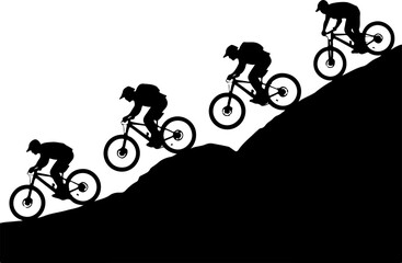 Obraz premium Mountain Biking Downhill Silhouette