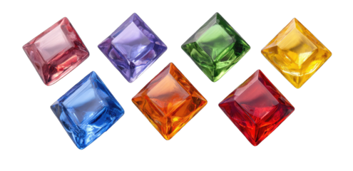 Colorful, square-cut gemstones arranged in a diamond pattern