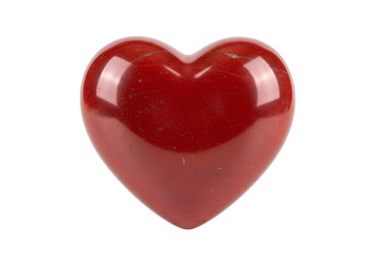 Fototapeta premium A polished, heart-shaped red stone, with a smooth surface and rich color, is highlighted against a black background.