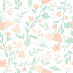 Beautiful orange color with green leaf seamless pattern