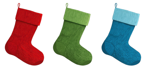 Three colorful Christmas stockings (2)