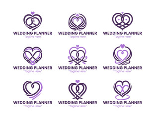 9 Wedding Planner Logo Set Elegant Event Branding Collection