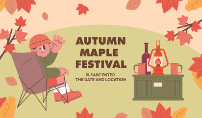 Autumn Maple Festival Invitation. Camping gear. A relaxing fall day.
