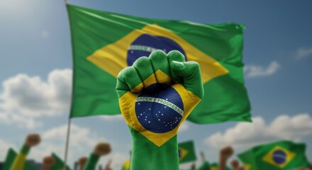 Naklejka na ściany i meble Brazilian Fist of Unity: A Powerful Image of Patriotism and National Pride