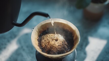 Making Pour-over Coffee, Pouring Water into a Filter / ハンドドリップコーヒーを淹れる、フィルターにお湯を注ぐ