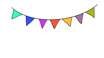Colourful triangle flag on white background