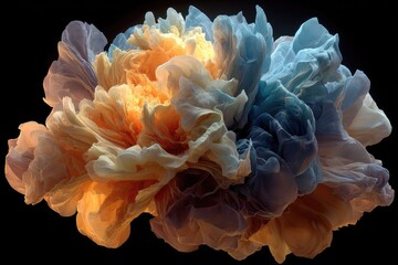 Abstract swirling cloud of pastel colors on black background