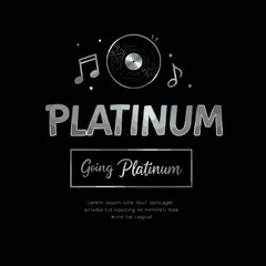 Going Platinum: Music Industry Success Concept with Vinyl Record and Musical Notes on a Dark Background