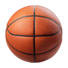 Orange basketball, top view, leather texture, black lines