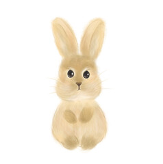 Cream Bunny Animal Illustration Isolated on White Background