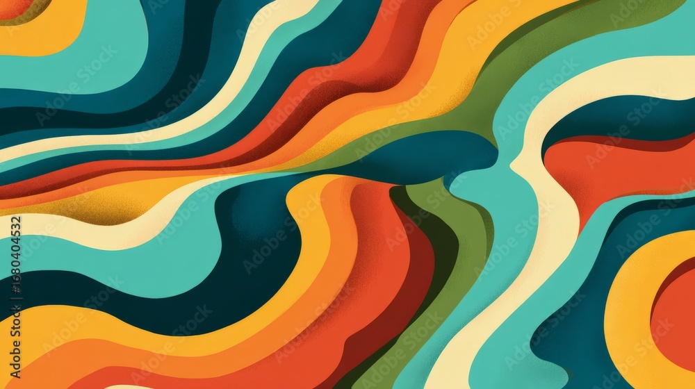 Wall mural abstract horizontal background with colorful waves in vibrant gradient flow, modern fluid lines and 