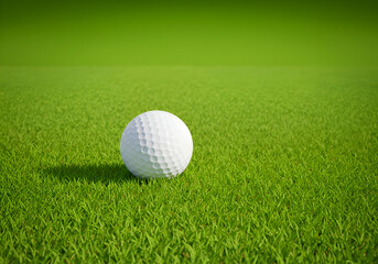 Obraz premium A single golf ball rests on a vibrant green golf course. A pristine white golf ball sits on fresh, vibrant green grass.