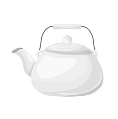 White Teapot or White Metal Kettle Illustration Isolated on White Background
