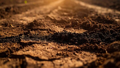 Close-up view of rich, textured soil, displaying varied shades of brown and exhibiting a natural, earthy tone.