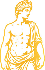 Golden Silhouette of Greek God Statue, Vector