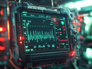 Medical monitoring device displays vital signs in a high-tech environment