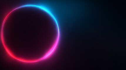Obraz premium An abstract circular neon-like shape with red at the bottom and blue at the top,