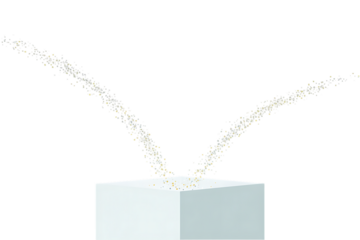 Minimalist ethereal scene white cube with wisps of dark smoke ascending into the air